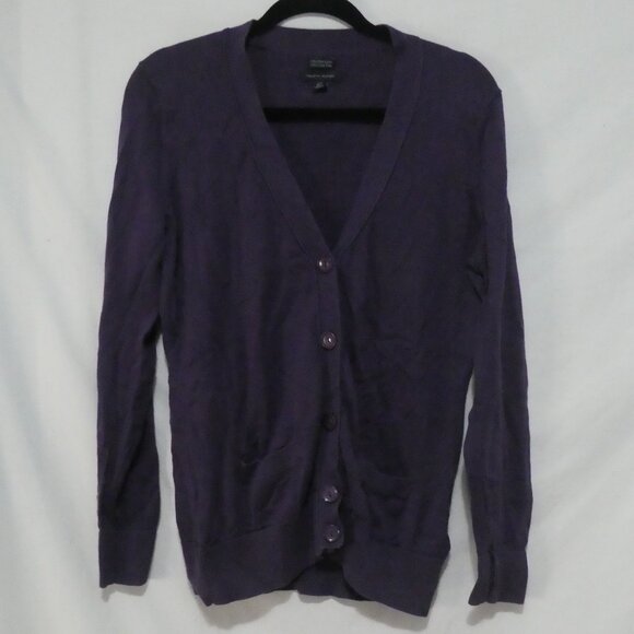 TOMMY HILFIGER | large | Purple Button-Up V-Neck Cardigan | 100% Prima Cotton - Picture 1 of 15